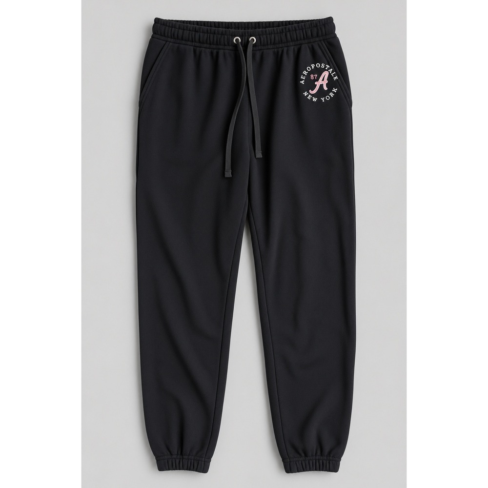 Aeropostale Womens Black Logo Graphic Jogger Sweatpants Size Medium